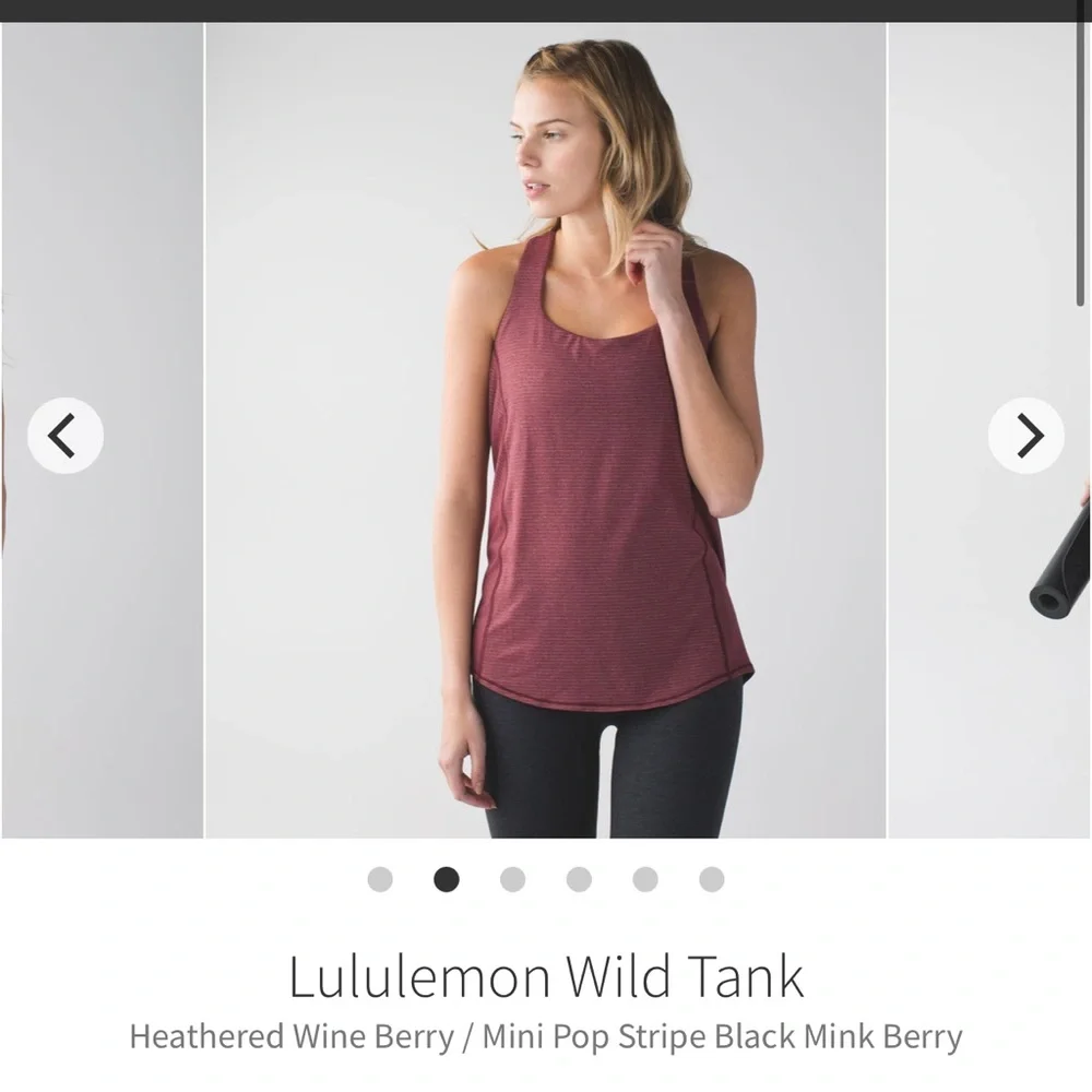 Lululemon wild tank wine berry mini pop stripe black mink berry Sz 6 - Picture 3 of 6